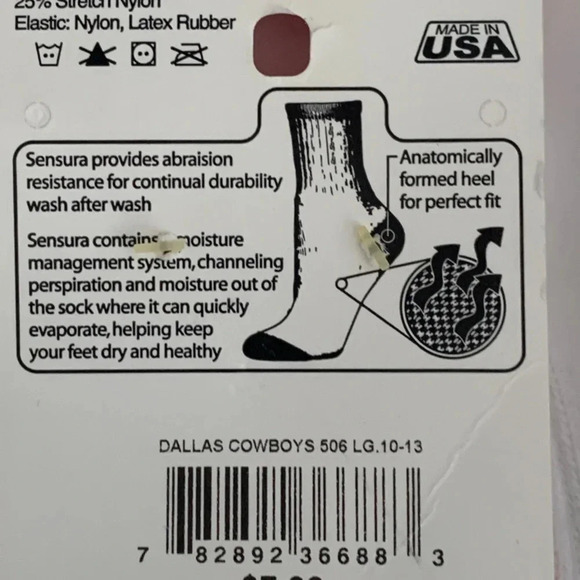 2 Pairs VINTAGE Dallas Cowboys Football NFL TUBE SOCKS FITS 10-13 USA NEW! - Picture 3 of 5